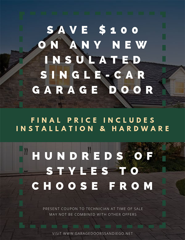 Save $100 on New Single-Car Garage Doors